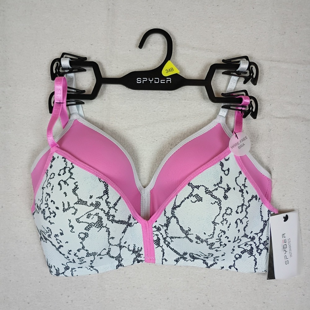 Spyder Intimates Women 2PK Wire Free Bra 34B Dotted Snake Fuchsia FSPSB005D